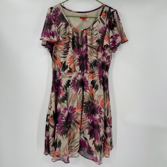 Elle Dresses & Skirts - Elle Purple & Tan Floral Dress